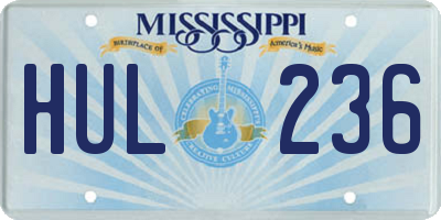MS license plate HUL236