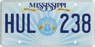 MS license plate HUL238