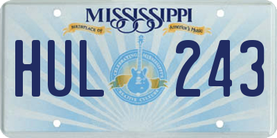 MS license plate HUL243