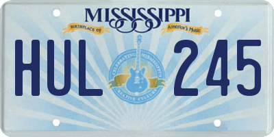 MS license plate HUL245