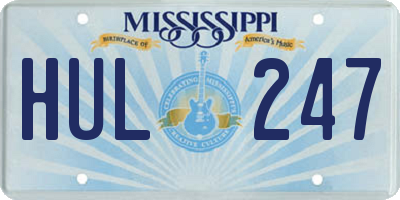MS license plate HUL247