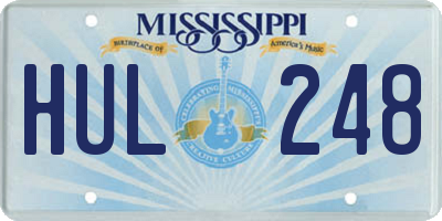 MS license plate HUL248