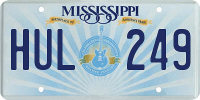 MS license plate HUL249