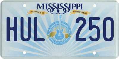MS license plate HUL250