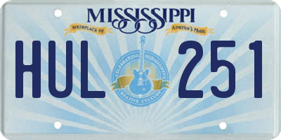 MS license plate HUL251