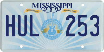 MS license plate HUL253