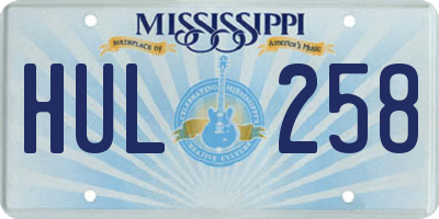 MS license plate HUL258