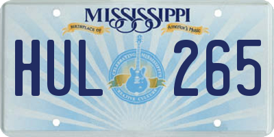 MS license plate HUL265