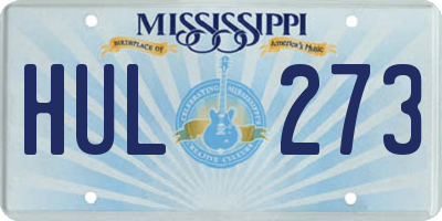 MS license plate HUL273
