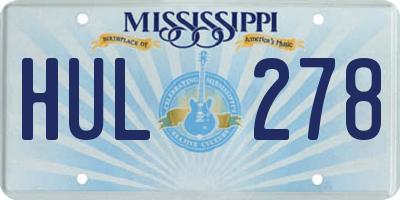 MS license plate HUL278