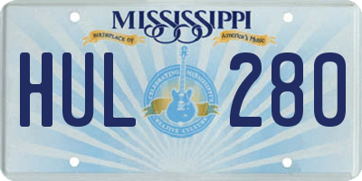 MS license plate HUL280