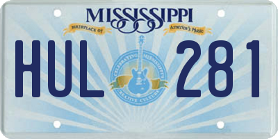 MS license plate HUL281