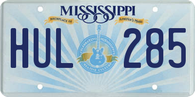 MS license plate HUL285