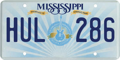 MS license plate HUL286