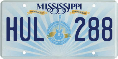 MS license plate HUL288