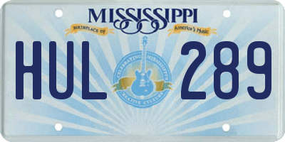 MS license plate HUL289