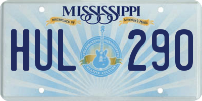 MS license plate HUL290