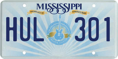 MS license plate HUL301