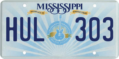 MS license plate HUL303