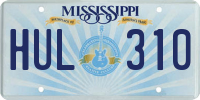 MS license plate HUL310