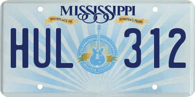 MS license plate HUL312
