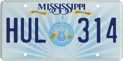 MS license plate HUL314