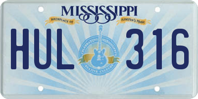 MS license plate HUL316