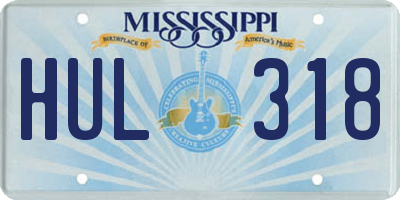 MS license plate HUL318