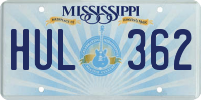 MS license plate HUL362