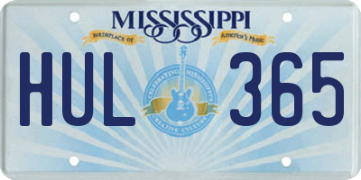 MS license plate HUL365