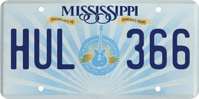 MS license plate HUL366