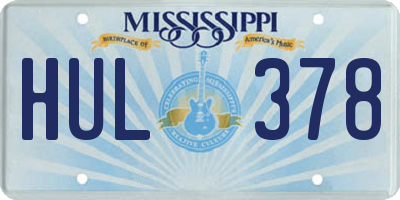 MS license plate HUL378