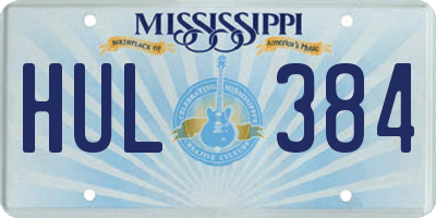 MS license plate HUL384