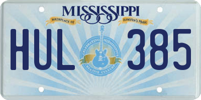 MS license plate HUL385