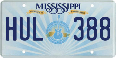 MS license plate HUL388
