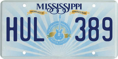 MS license plate HUL389
