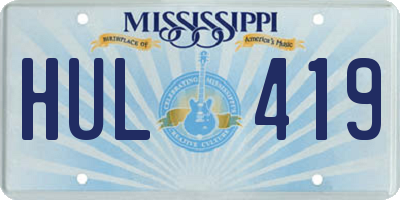 MS license plate HUL419