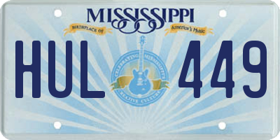 MS license plate HUL449