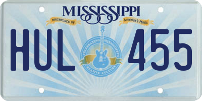 MS license plate HUL455