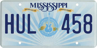 MS license plate HUL458