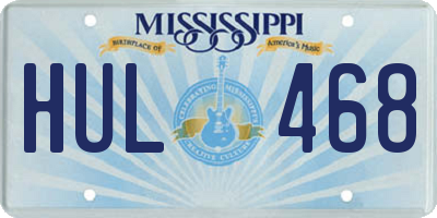 MS license plate HUL468