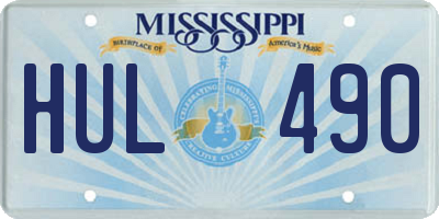 MS license plate HUL490