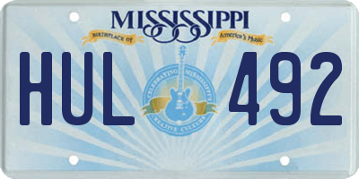 MS license plate HUL492