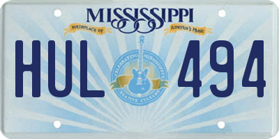 MS license plate HUL494
