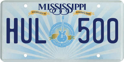 MS license plate HUL500