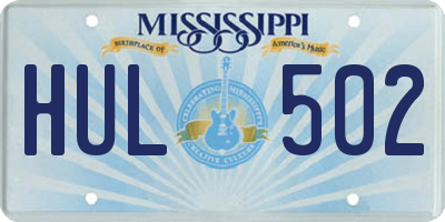 MS license plate HUL502