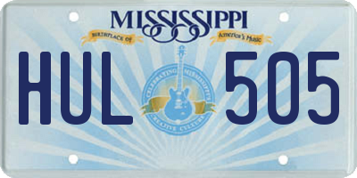 MS license plate HUL505