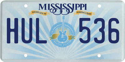 MS license plate HUL536