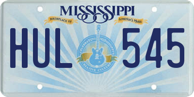 MS license plate HUL545