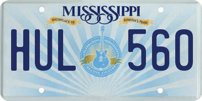 MS license plate HUL560